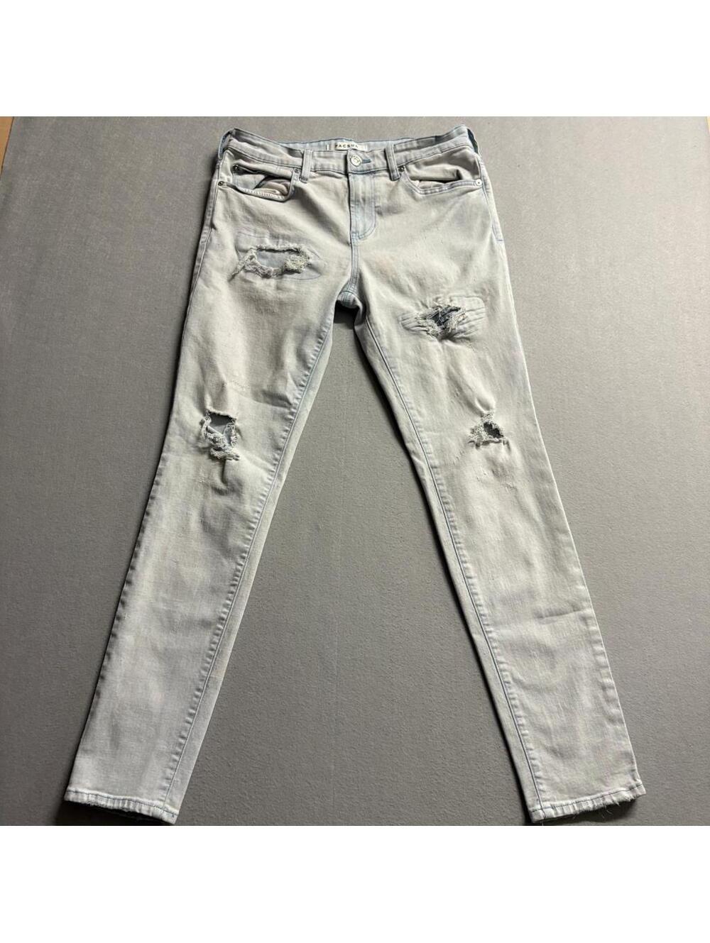 PacSun Stacked Skinny Jeans Mens 31x30 Light Wash Distressed Ripped Denim